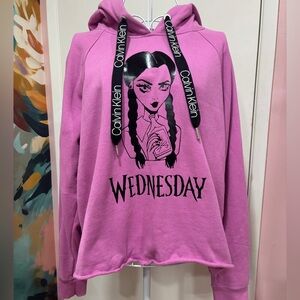 Custom Calvin Klein Cropped Purple Pink Wednesday Adam’s Graphic Hoodie